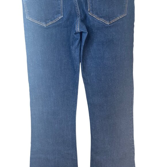 ZARA Size 2 Dark Blue Flared Denim Jeans High Rise Stretch Cotton Blend - Picture 11 of 15
